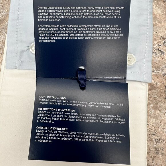 Ralph Lauren Organic‎ Cotton Sateen Border King Size 36" x 20" Sham, White/Blue - Picture 9 of 12